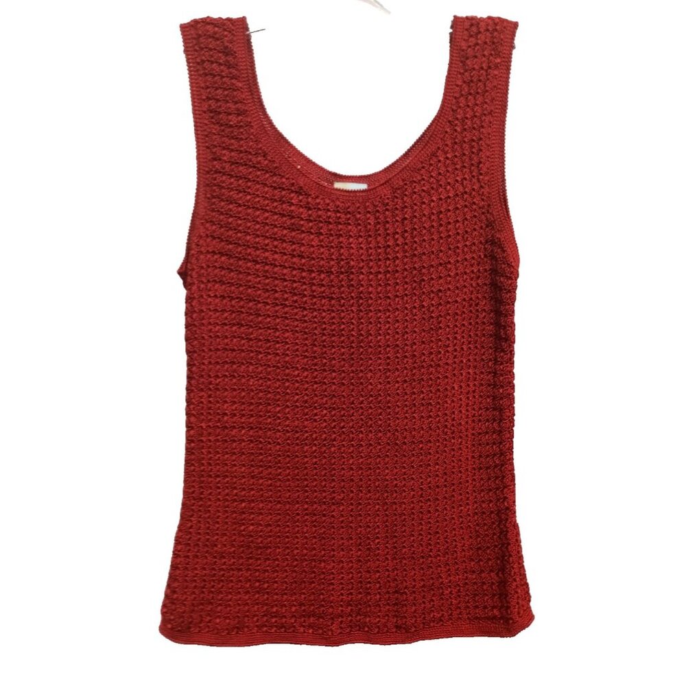 Vintage Cubix Womens Tank Top Size Small Red Crochet BOHO Festival Y2K